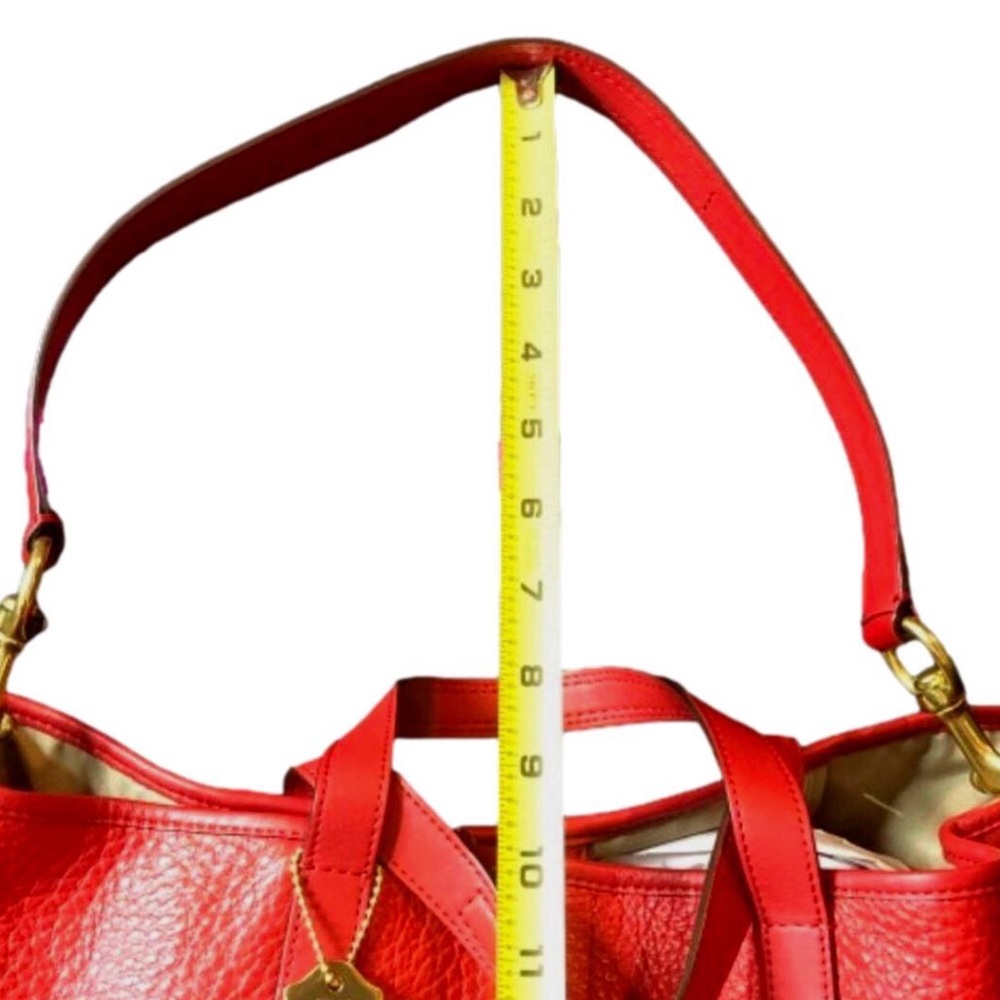 COACH Hadley Luxe Red Tumbled Leather Oversized Shoulder Bag Carry On Tote - Picture 13 of 17